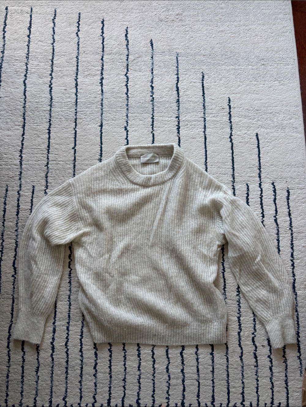 Everlane Cream Ribbed Crewneck Sweater